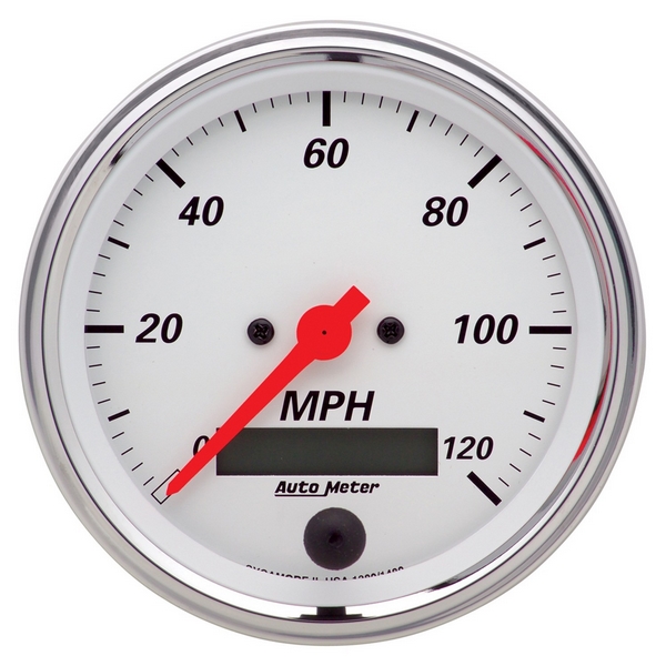 3-3/8" SPEEDOMETER, 0-120 MPH, ARCTIC WHITE